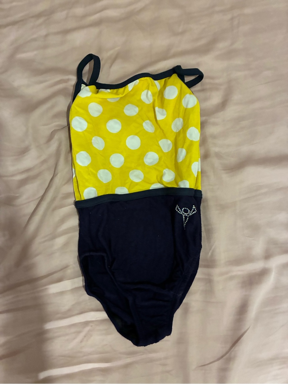 Girls Yellow Polka Dot & Navy One-Piece Swimsuit - Playful Pool Style